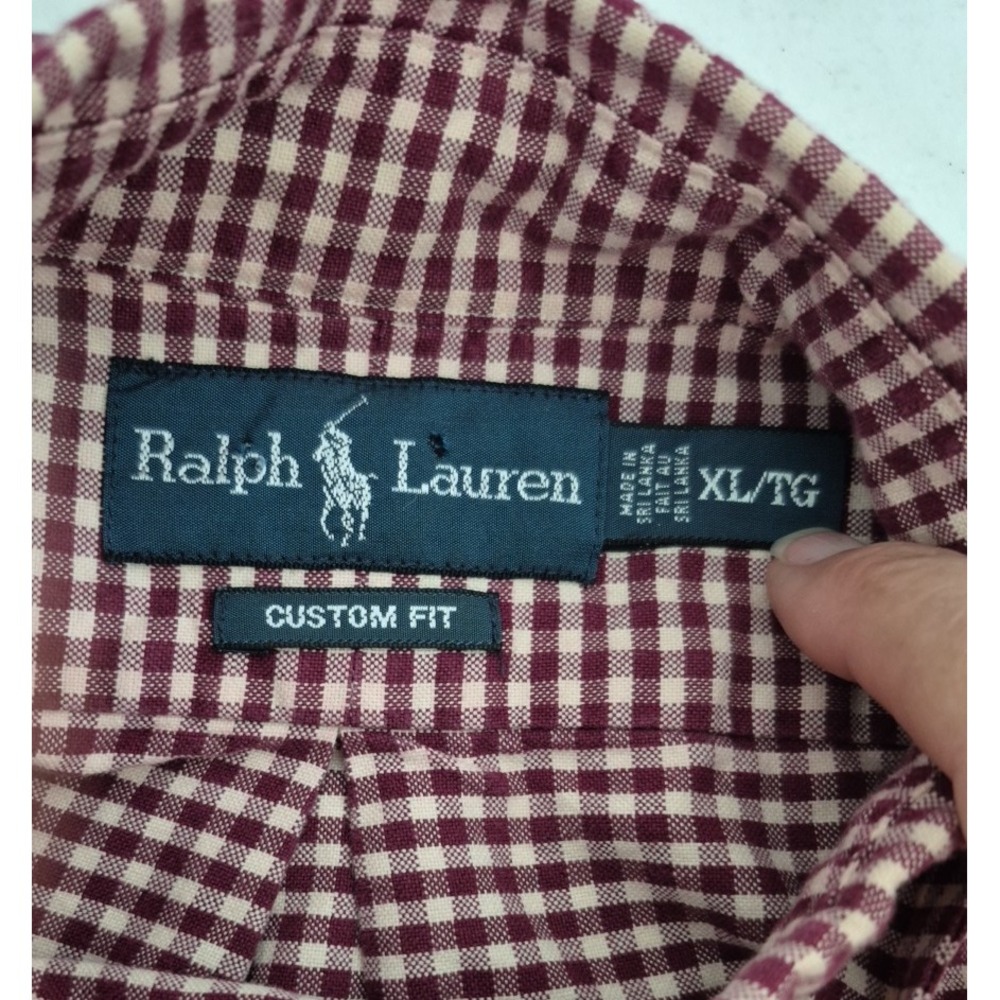 Ralph Lauren Shirt Mens XL Red Gingham Check Custom Fit Long Button Down Sleeve - Picture 3 of 8